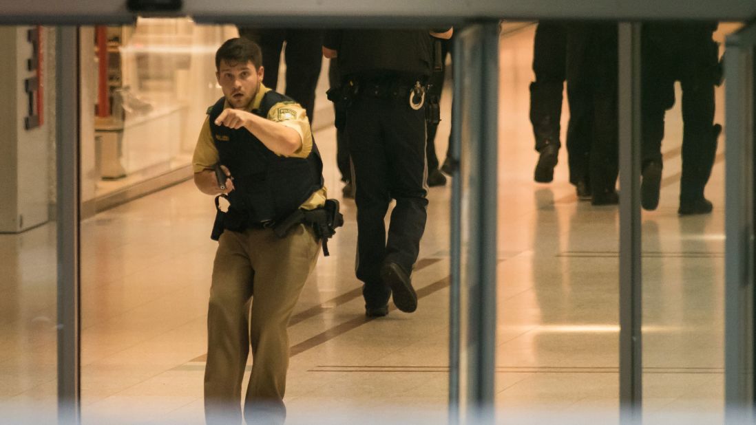 Police secure the area inside the mall.