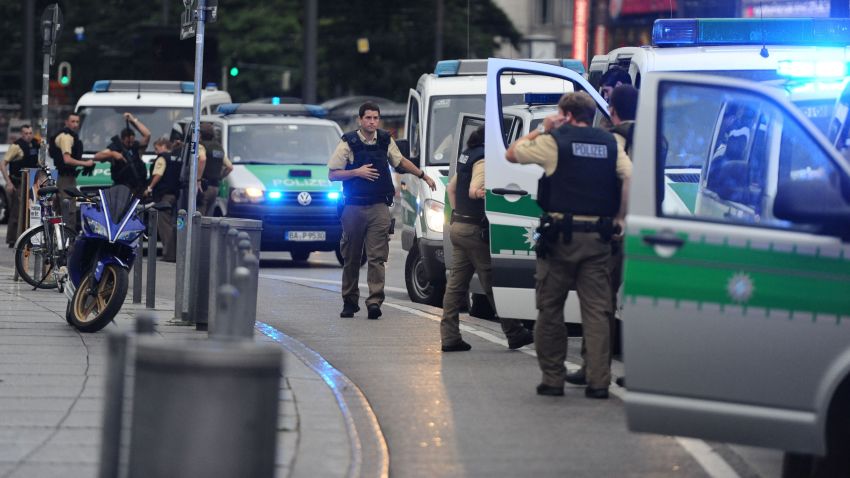 Police secures the area of Karlsplatz (Stachus square) following shootings on July 22, 2016 in Munich.
Several people were killed on Friday in a shooting rampage by a lone gunman in a Munich shopping centre, media reports said / AFP / dpa / Andreas Gebert / Germany OUT        (Photo credit should read ANDREAS GEBERT/AFP/Getty Images)