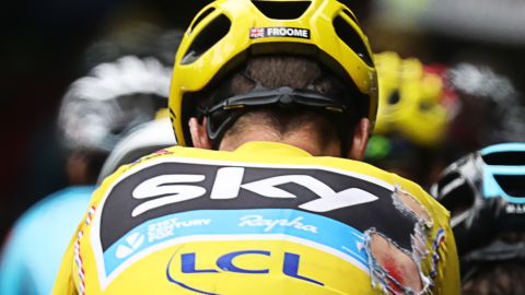 Chris Froome bears the scars of competition after falling during stage 18 in the Tour de France.
