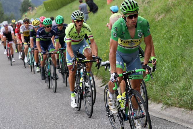 But Cavendish would give up the overall leader's yellow jersey to Slovakia's Sagan (right) over the following stages.