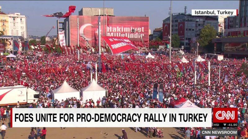 Turkey Coup Arrest Warrants Issued For 42 Journalists CNN   160725021424 Foes Unite For Pro Democracy Rally In Turkey Nic Robertson Pkg 00002507 