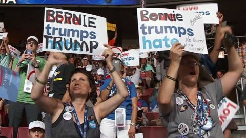 dnc convention bernie sanders supporters unify with hillary clinton bts_00000724