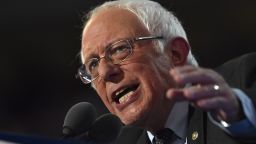 Vermont Senator and former Democratic presidential candidate Bernie Sanders speaks on Day 1 of the Democratic National Convention at the Wells Fargo Center in Philadelphia, Pennsylvania, July 25.