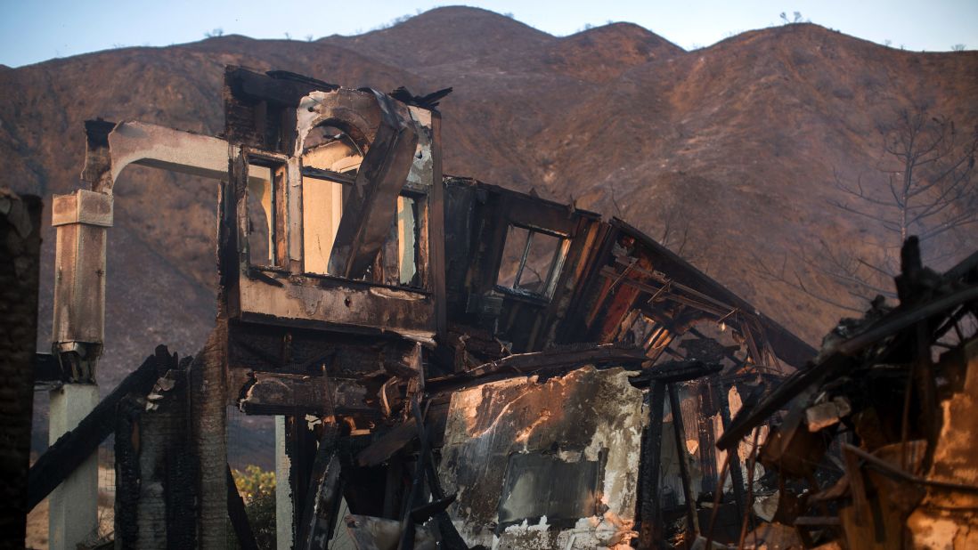 The ruins of a home destroyed by the blaze in Santa Clarita.