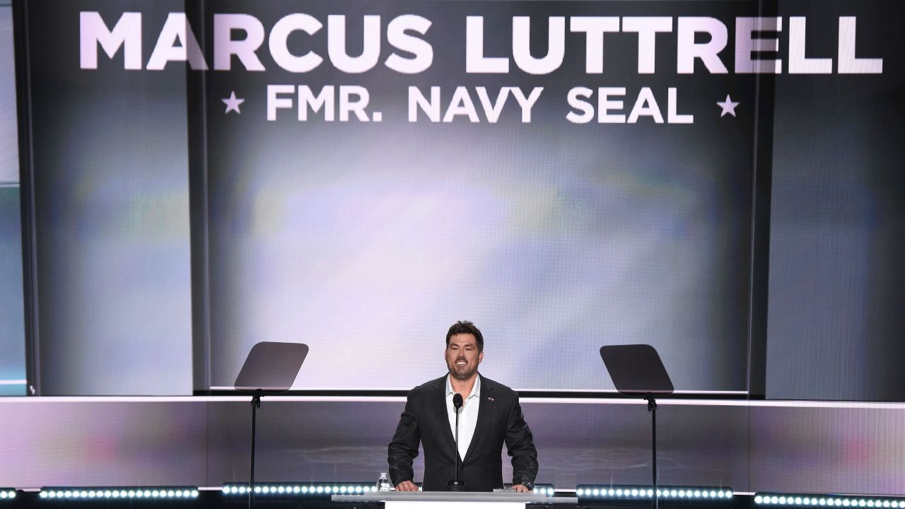 Marcus Luttrell, a former Navy SEAL who was awarded the Navy Cross for his service in Afghanistan, <a href="http://www.cnn.com/videos/politics/2016/07/19/rnc-convention-marcus-luttrell-veterans-sot.cnn" target="_blank">speaks at the Republican National Convention</a> on Monday, July 18.