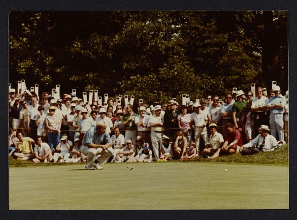 In 1980, the Baltusrol galleries chanted "Jack is Back" as Nicklaus won his fourth and final U.S. Open title, beating his own scoring record. Notice the periscopes used by fans to see the action.