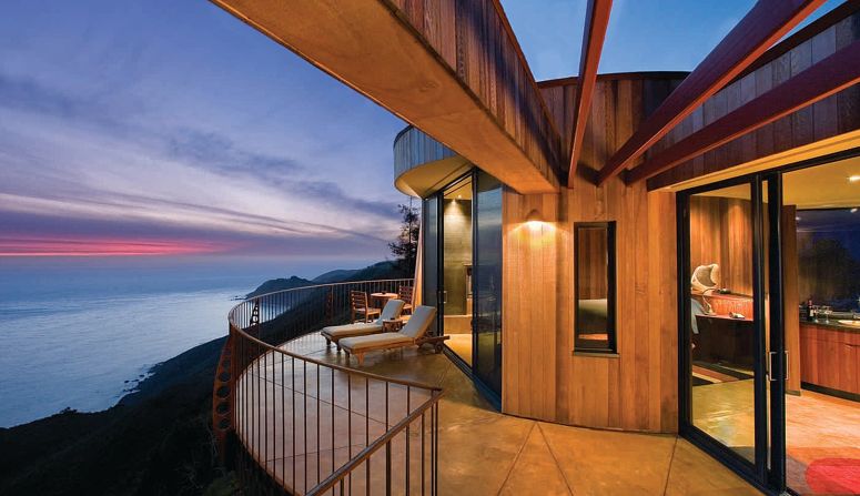 Post Ranch Inn's 39 standalone suites boast dramatic panoramas of the Big Sur coastline. The hotel has two hot clifftop basking pools, a heated swimming pool and an award-winning spa.