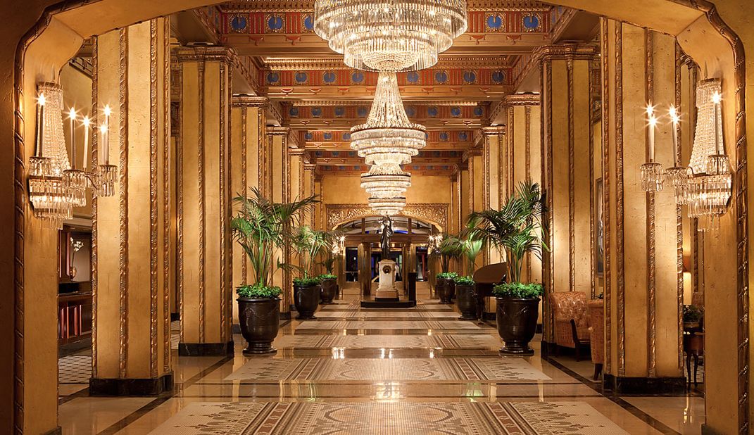 First opened in 1893, Waldorf Astoria's Roosevelt remains the most beautiful hotel in New Orleans -- with its tiered crystal chandeliers, gold-gilded pillars and original floor mosaics.