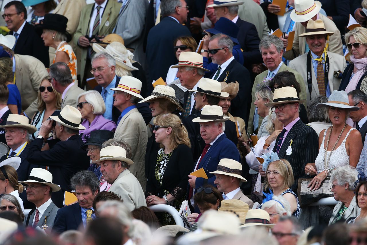 Hundreds of Panama hats were on show at Goodwood. Back in 1906, Edward VII -- a Goodwood regular -- caused a major shock by eschewing traditional morning dress (top hat and tailcoat) to attend the race in a white linen suit and a Panama hat. Pretty soon, everyone had followed suit --<a href="http://edition.cnn.com/2016/07/25/sport/glorious-goodwood-season-horse-racing/"> quite literally</a>. 