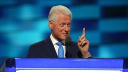 Former US President Bill Clinton delivers remarks on the second day of the Democratic National Convention at the Wells Fargo Center, July 26, 2016 in Philadelphia, Pennsylvania. Democratic presidential candidate Hillary Clinton received the number of votes needed to secure the party's nomination. An estimated 50,000 people are expected in Philadelphia, including hundreds of protesters and members of the media. The four-day Democratic National Convention kicked off July 25.