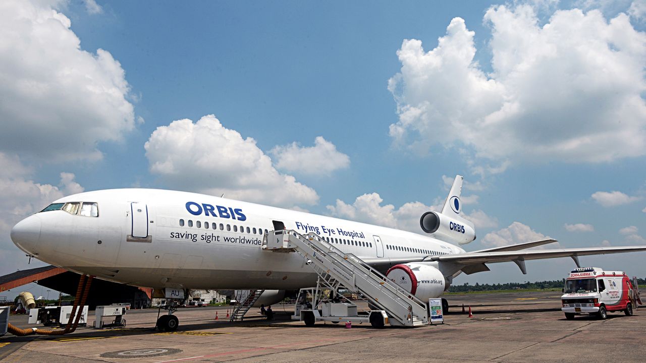 Charity Orbis International's Flying Eye Hospital is operated on a DC-10.