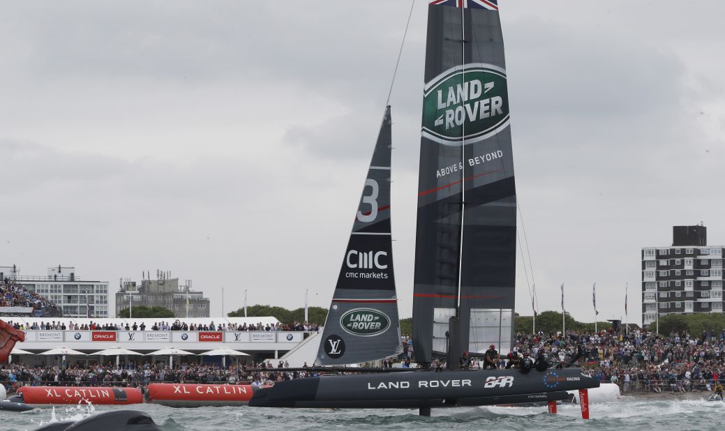 Ben Ainslie's Land Rover BAR team was a popular winner of the series event at its home port of Portsmouth. 