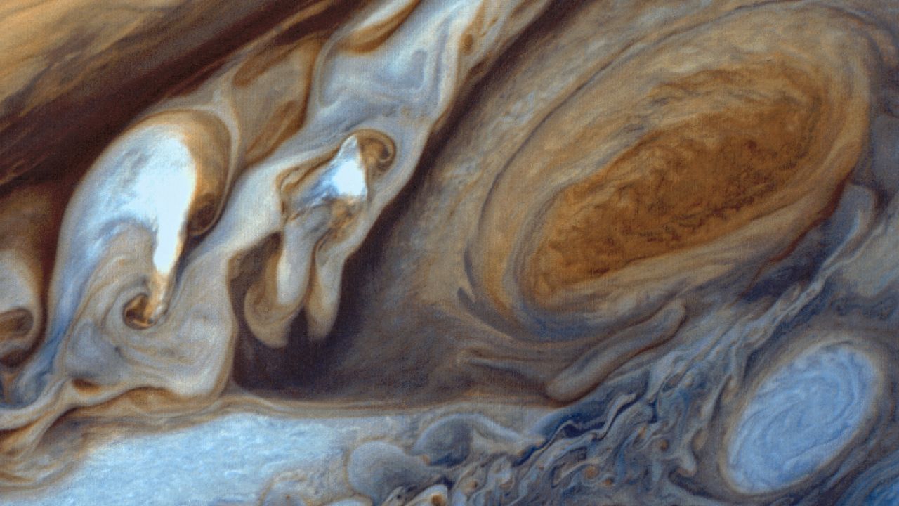 This photo of Jupiter's Red Spot was taken on March 5, 1979 during the Voyager mission. The image was re-processed on November 6, 1998.
