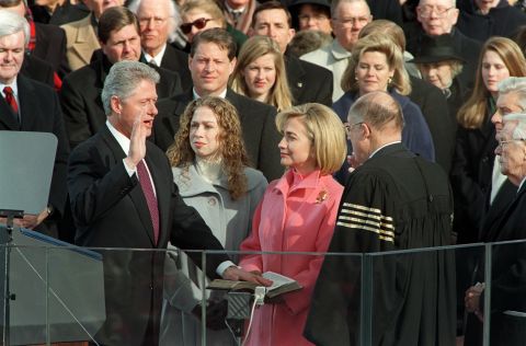 Bill Clinton is sworn in for a second term in January 1997.