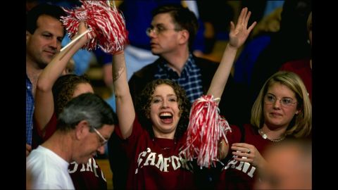 Chelsea, as a student at Stanford University, attends a basketball game in Westwood, California, in January 1999.