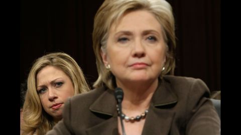 Chelsea watches her mother, nominated for secretary of state, testify during her confirmation hearing in January 2009.
