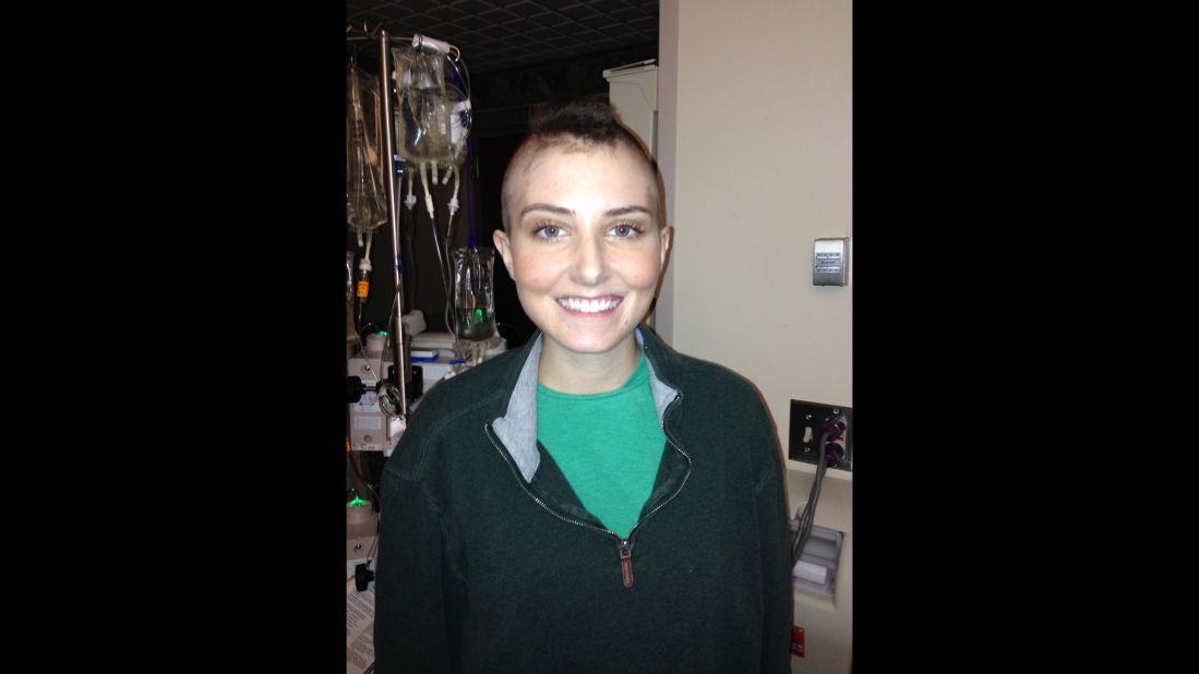 During her first round of chemotherapy in December 2013, Mako gave her this Mohawk. "I had him shave my head because it was better mentally to take control and shave my head than pull out clumps of hair," she said.<br />