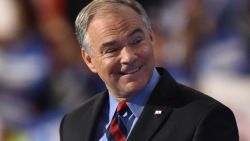 Democratic Nominee for Vice President Tim Kaine speaks during the Democratic National Convention at the Wells Fargo Center in Philadelphia, Pennsylvania, July 27, 2016.
