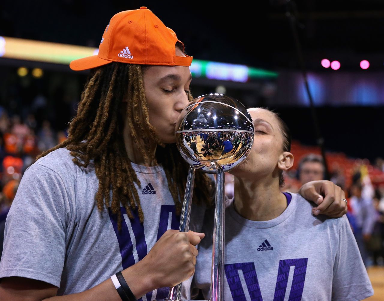 Griner (L) and Taurasi celebrate after winning the WNBA championship with the Phoenix Mercury in 2014. The pair will also partner in Rio for the U.S. women's national team.  