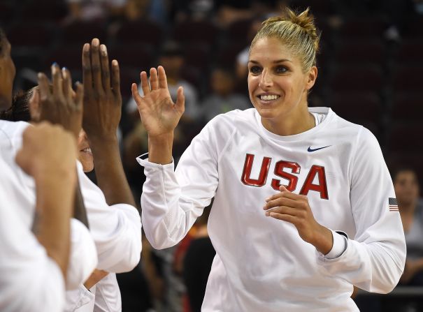 Elena Delle Donne of USA Basketball is introduced at an exhibition against the reserve team in preparation for Rio.