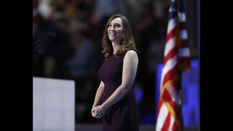 LGBT rights activist Sarah McBride takes the stage.