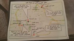 Leaflets showing the exit corridors were dropped on Aleppo Thursday