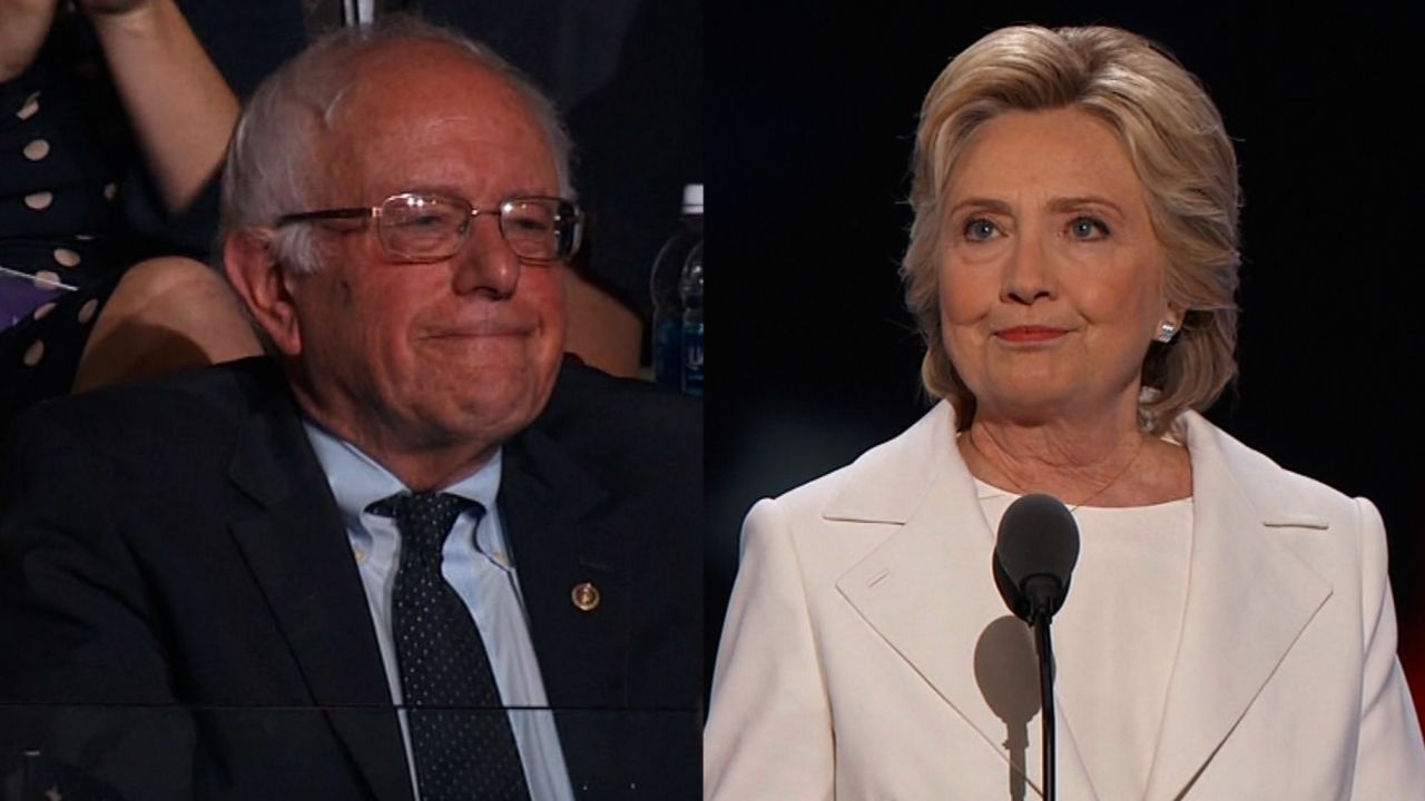 Hillary Clinton Bernie Sanders Split DNC convention July 28 2016