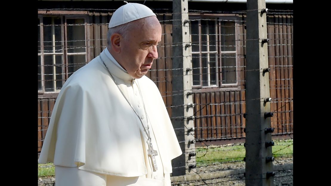 Pope Francis said little during his first visit to Auschwitz.