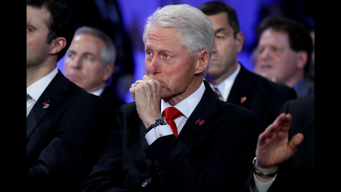 Former U.S. President Bill Clinton becomes emotional as he listens to his daughter, Chelsea, introduce her mother at the Democratic convention on Thursday, July 28. <a href="http://www.cnn.com/2016/07/28/politics/gallery/chelsea-clinton/index.html" target="_blank">Photos: Chelsea Clinton through the years</a>