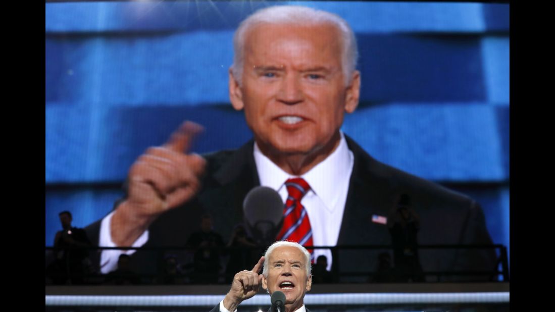 Vice President Joe Biden speaks at the Democratic convention on Wednesday, July 27. During his speech, he went after Republican nominee Donald Trump, saying "this guy doesn't have a clue about the middle class -- not a clue. Actually, he has no clue, period."
