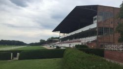 The grandstand at Hoppegarten racetrack on the outskirts of Berlin, Germany.