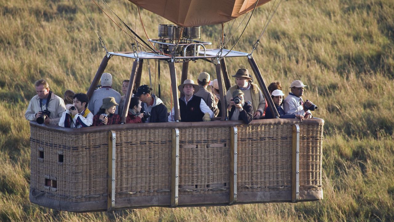 This file photo shows a large-capacity balloon gondola carrying tourists in Kenya.