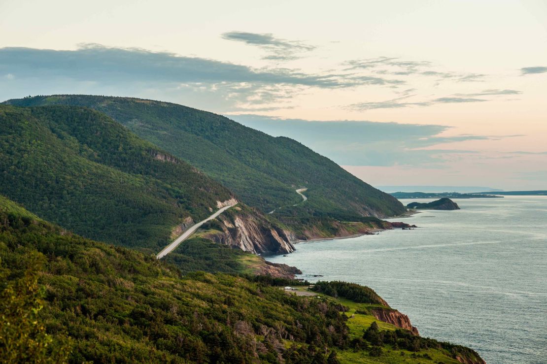 The Cabot Trail is a scenic route that loops around Cape Breton in Nova Scotia.