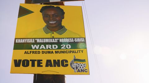 Khanyisile Ngobesi-Sibisi's election poster still hangs in the street where she was killed, days later