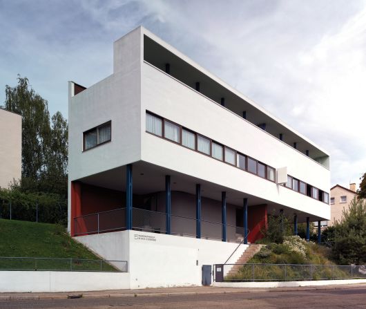 Le Corbusier and other architects built a series of 21 worker houses. This family home within the complex exhibits much of his signature style including long, horizontal windows and a flat roof terrace. 