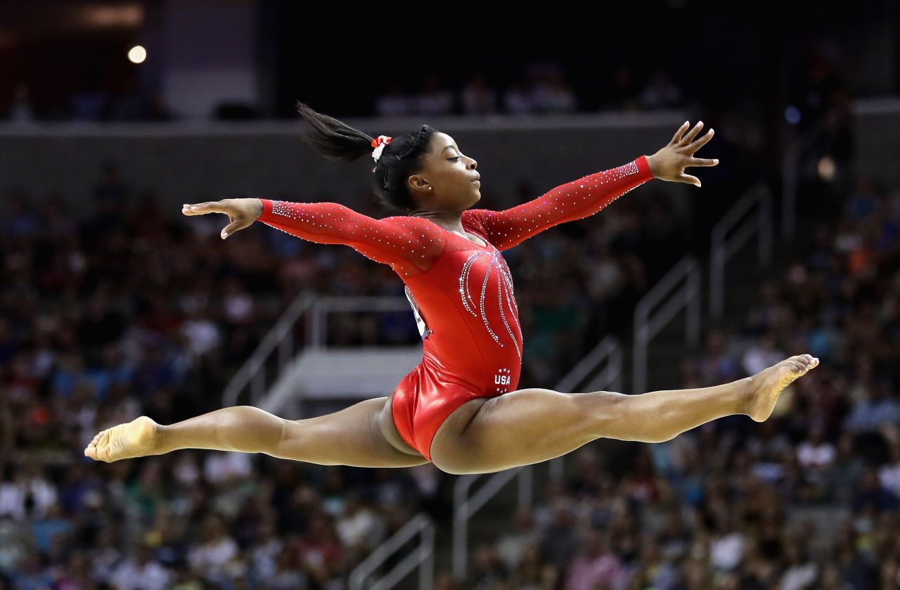 Biles also is known for her extremely powerful running skills. Her ability to get up to speed quickly lets her pack more tumbling elements into a single jump. 
