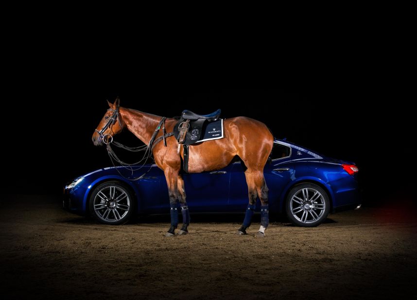 In 2014, Maserati and leading polo brand La Martina collaborated on a one-off, hand-made, luxury polo saddle in celebration of Maserati's Centennial Polo Tour. The blue, black and silver colour scheme was inspired by Maserati's luxurious road cars, including the Ghibli saloon.