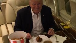 Donald Trump eats KFC with knife and fork