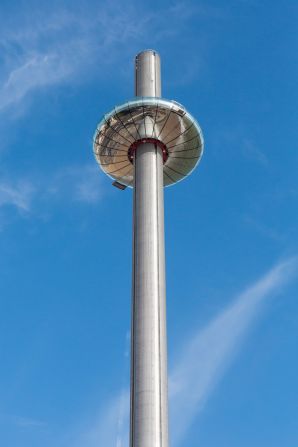 Visitors to the British Airways i360, in the English seaside town of Brighton, glide 162 meters into the sky while enjoying 360-degree views over the English Channel. 