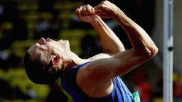 MONTE CARLO, MONACO - SEPTEMBER 10:  Stefan Holm of Sweden celebrates a jump in the high jump during the IAAF World Athletics Final on September 9, 2005 at the Stade Louis II in Monte Carlo, Monaco.  (Photo by Jamie McDonald/Getty Images)