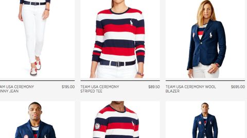 The Ralph Lauren website features the new Team USA Olympic outfits.