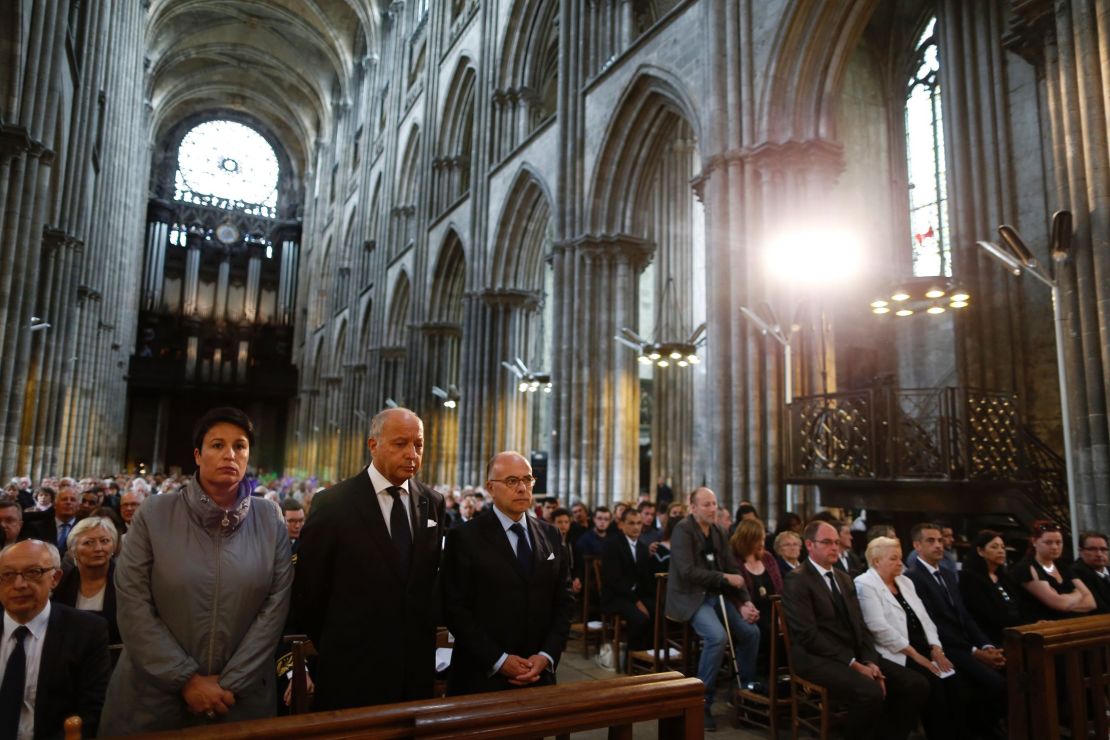 Mourners included ex-Foreign Affairs Minister Laurent Fabius and Interior Minister Bernard  Cazeneuve.