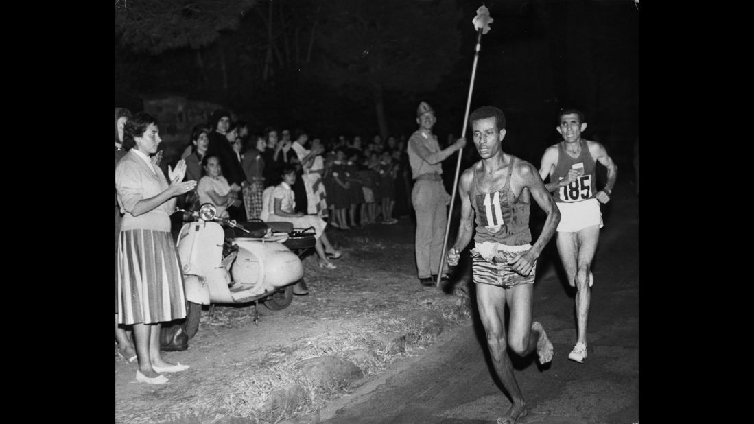 <strong>No shoes? No problem:</strong> Ethiopian runner Abebe Bikila became the first black African to win Olympic gold when he won the marathon in world-record time in 1960. And he did it in his bare feet, just the way he had trained.