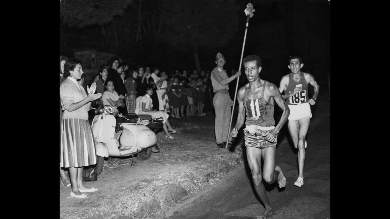<strong>No shoes? No problem:</strong> Ethiopian runner Abebe Bikila became the first black African to win Olympic gold when he won the marathon in world-record time in 1960. And he did it in his bare feet, just the way he had trained.