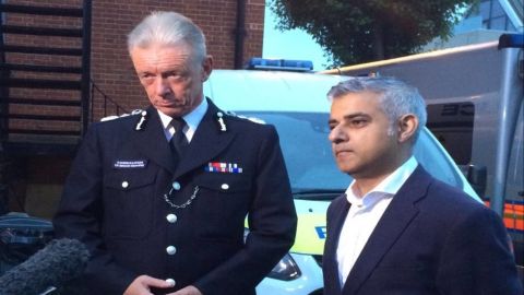 Police Commissioner Bernard Hogan-Howe and London Mayor Sadiq Khan.
