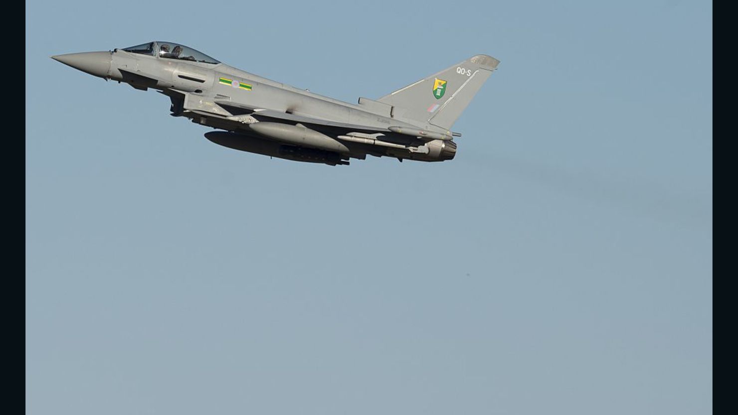 A Royal Air Force Typhoon -- the same type of fighter jet that carried out the strikes on the ISIS complex.