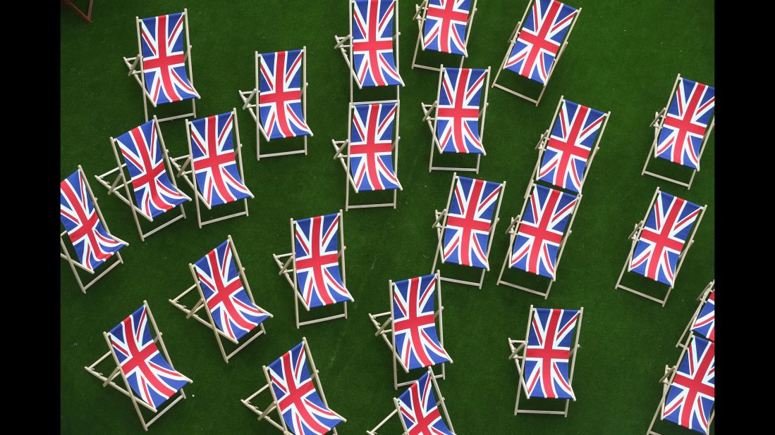 Deckchairs are seen at the Olympic Village on August 2.