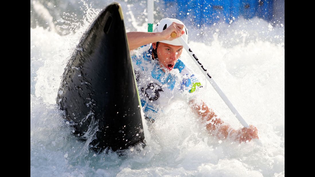 A canoeist trains in Rio on August 2.