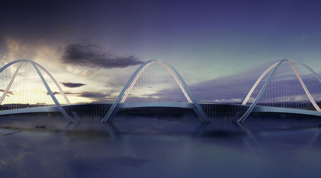The bridge plays with perspective, taking different forms depending on where it's viewed from