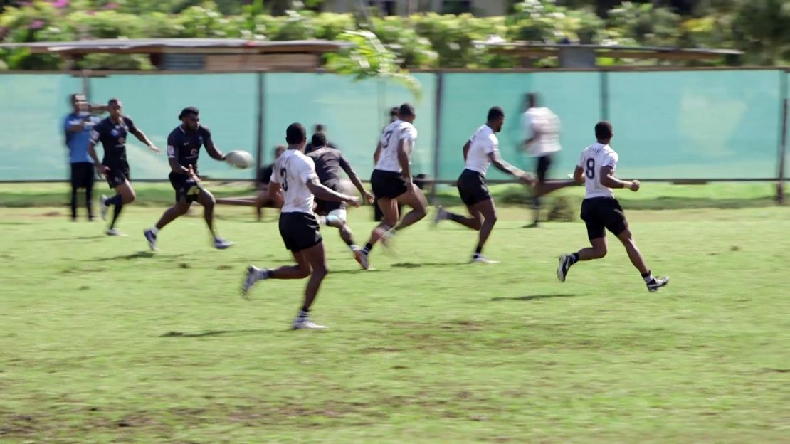 Fiji's sevens team trains during its Olympic selection camp.